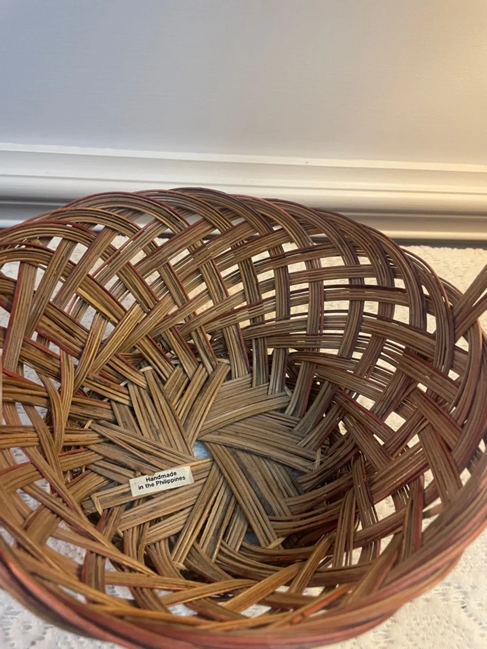Woven Brown Willow Basket with Handle